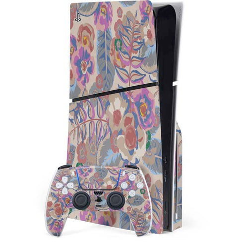 Warm Taupe Floral PS5 Slim Disk Bundle Skin