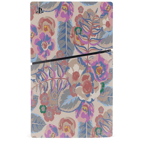 Warm Taupe Floral PS5 Slim Disk Console Skin