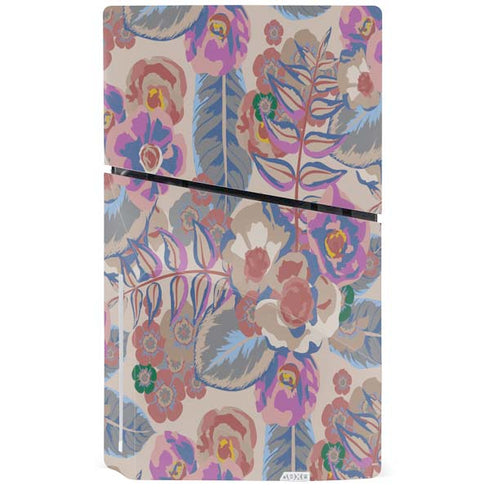 Warm Taupe Floral PS5 Slim Disk Console Skin