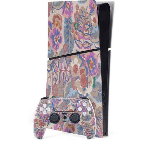 Warm Taupe Floral PS5 Slim Digital Edition Bundle Skin