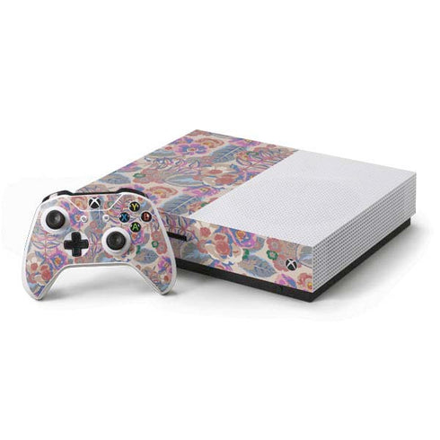 Warm Taupe Floral Xbox One S Console and Controller Bundle Skin
