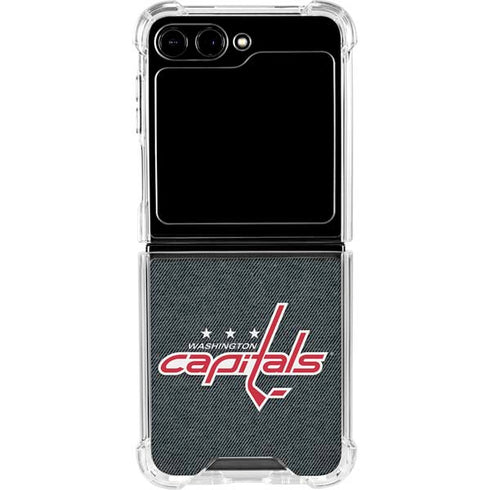 NHL Washington Capitals Black Background Galaxy Z Flip5 5G Clear Case