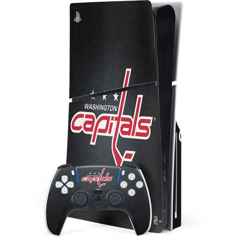 NHL Washington Capitals Black Background PS5 Slim Disk Bundle Skin