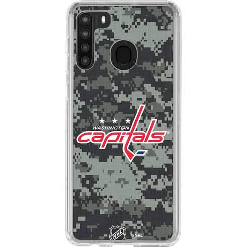 NHL Washington Capitals Camo Galaxy A21 Clear Case