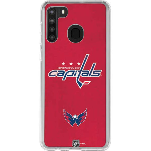 NHL Washington Capitals Distressed Galaxy A21 Clear Case