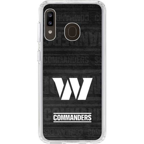 NFL Washington Commanders Black and White Galaxy A20 Clear Case