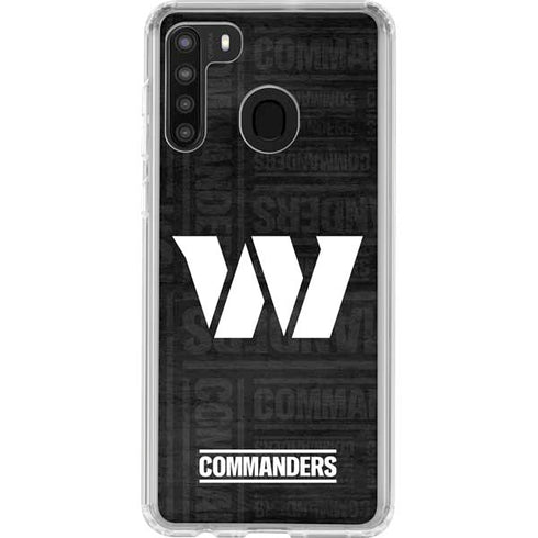 NFL Washington Commanders Black and White Galaxy A21 Clear Case