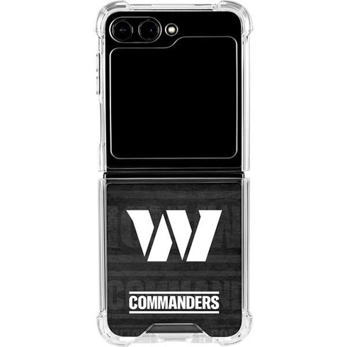 NFL Washington Commanders Black and White Galaxy Z Flip5 5G Clear Case