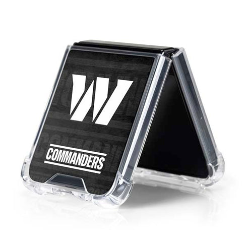 NFL Washington Commanders Black and White Galaxy Z Flip5 5G Clear Case