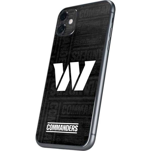 NFL Washington Commanders Black and White iPhone 11 Skin