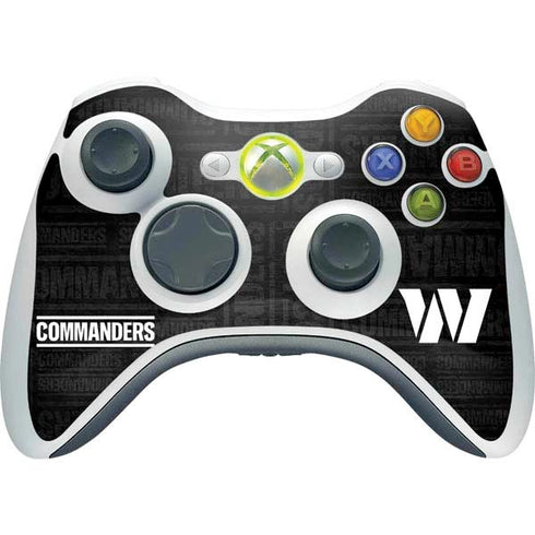 NFL Washington Commanders Black and White Xbox 360 Wireless Controller Skin