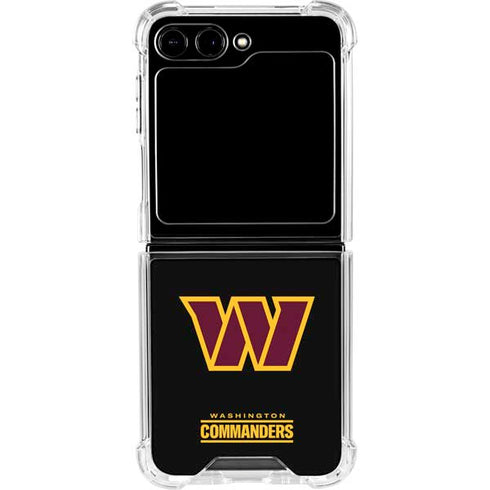 NFL Washington Commanders Black Background Galaxy Z Flip5 5G Clear Case