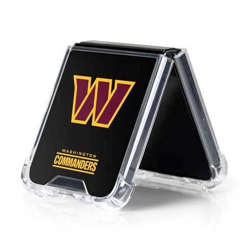 NFL Washington Commanders Black Background Galaxy Z Flip5 5G Clear Case