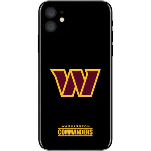 NFL Washington Commanders Black Background iPhone 11 Skin
