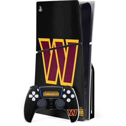 NFL Washington Commanders Black Background PS5 Slim Disk Bundle Skin