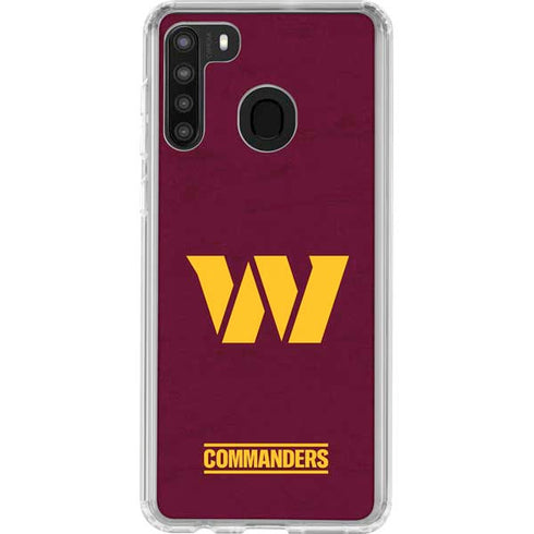 NFL Washington Commanders Distressed Galaxy A21 Clear Case