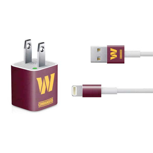 NFL Washington Commanders Distressed iPhone Charger (5W USB) Skin