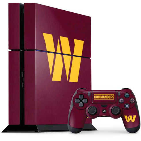 NFL Washington Commanders Distressed PS4 Console and Controller Bundle Skin