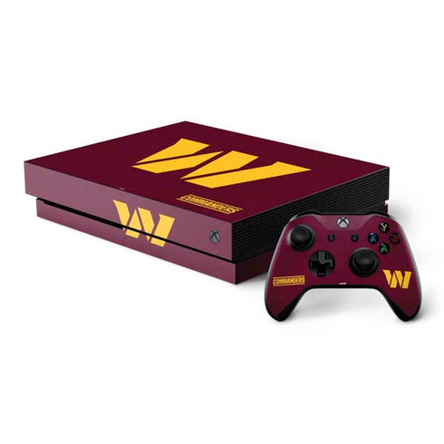 NFL Washington Commanders Distressed Xbox One X Bundle Skin
