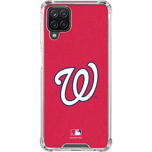 MLB Washington Nationals - Solid Distressed Galaxy A12 Clear Case