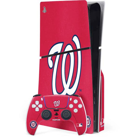 MLB Washington Nationals - Solid Distressed PS5 Slim Disk Bundle Skin