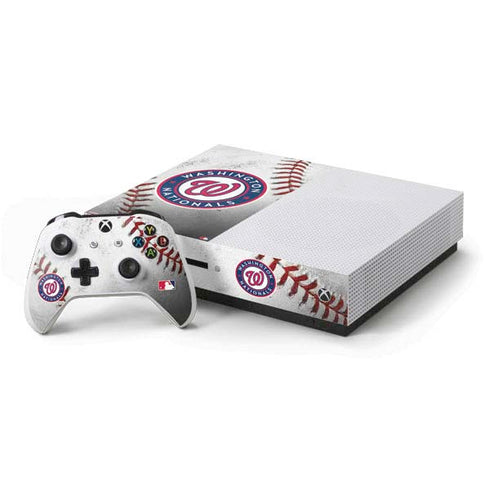 MLB Washington Nationals Game Ball Xbox One S Console and Controller Bundle Skin