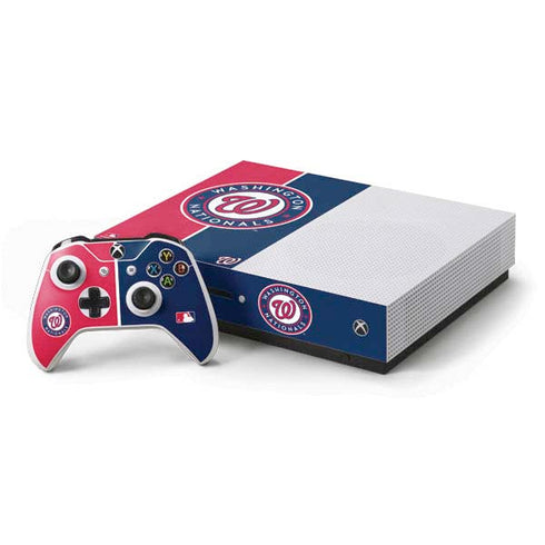 MLB Washington Nationals Split Xbox One S Console and Controller Bundle Skin