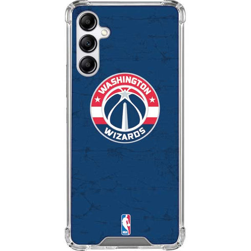 NBA Washington Wizards Blue Distressed Galaxy A14 5G Clear Case