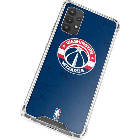 NBA Washington Wizards Blue Distressed Galaxy A32 5G Clear Case
