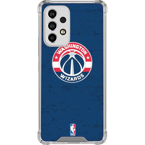 NBA Washington Wizards Blue Distressed Galaxy A53 5G Clear Case