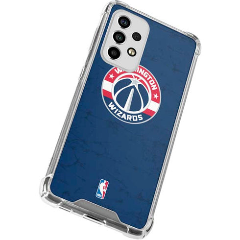 NBA Washington Wizards Blue Distressed Galaxy A53 5G Clear Case