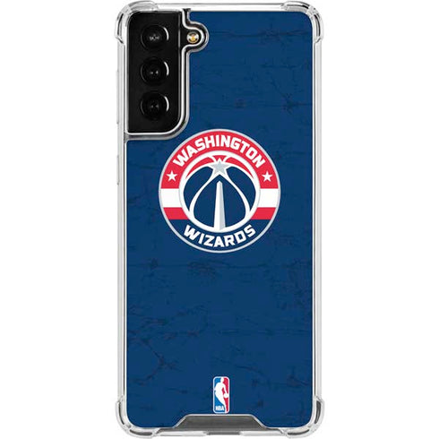 NBA Washington Wizards Blue Distressed Galaxy S21 FE Clear Case