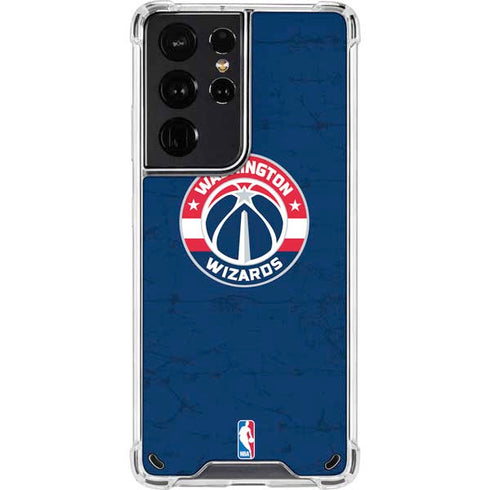 NBA Washington Wizards Blue Distressed Galaxy S21 Ultra 5G Clear Case