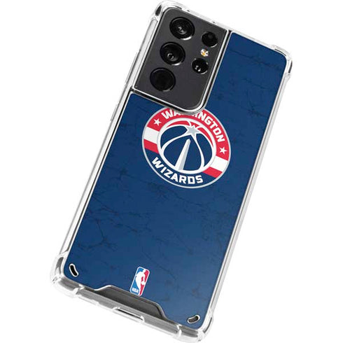 NBA Washington Wizards Blue Distressed Galaxy S21 Ultra 5G Clear Case