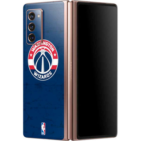 NBA Washington Wizards Blue Distressed Galaxy Z Fold2 5G Skin