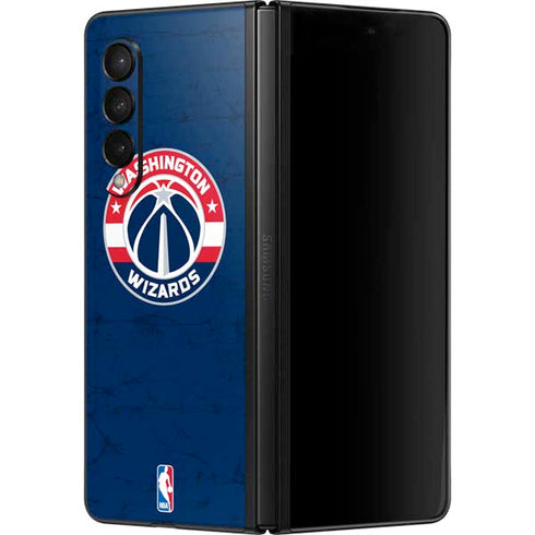NBA Washington Wizards Blue Distressed Galaxy Z Fold3 5G Skin