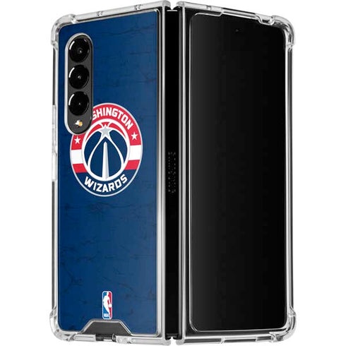 NBA Washington Wizards Blue Distressed Galaxy Z Fold4 5G Clear Case