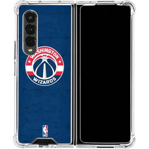 NBA Washington Wizards Blue Distressed Galaxy Z Fold4 5G Clear Case