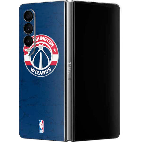 NBA Washington Wizards Blue Distressed Galaxy Z Fold4 5G Skin