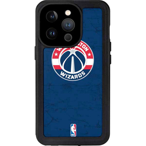 NBA Washington Wizards Blue Distressed iPhone 14 Pro Waterproof Case