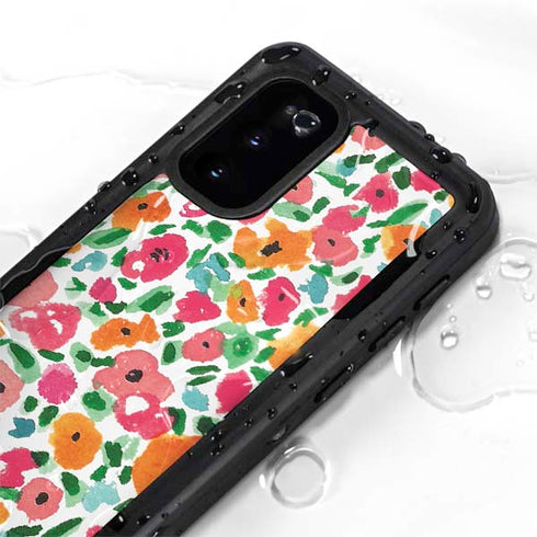 Bouffants and Broken Hearts Watercolor Floral Galaxy S20 Waterproof Case
