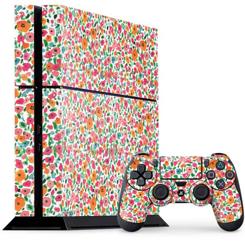 Bouffants and Broken Hearts Watercolor Floral PS4 Console and Controller Bundle Skin