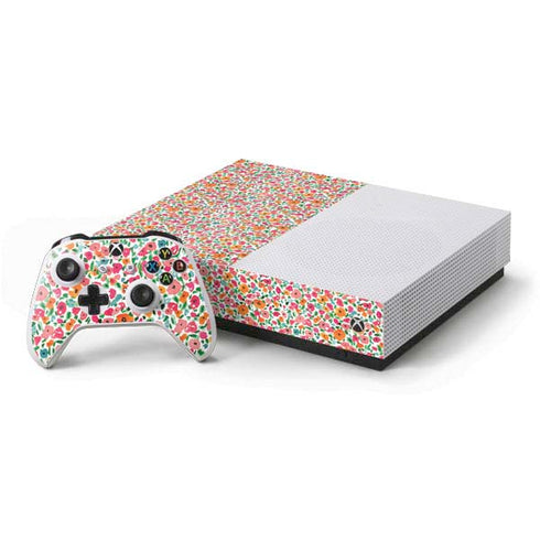 Bouffants and Broken Hearts Watercolor Floral Xbox One S All-Digital Edition Bundle Skin