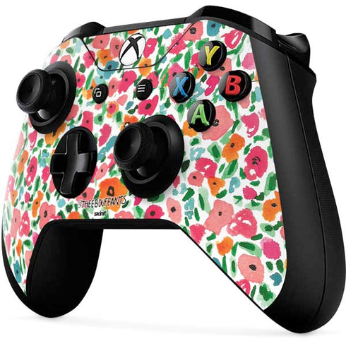 Bouffants and Broken Hearts Watercolor Floral Xbox One X Controller Skin