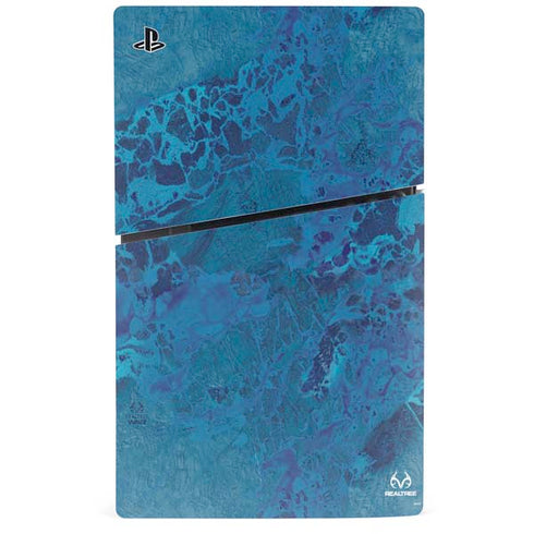 RealTree WAV3 Blue Camo PS5 Slim Disk Console Skin