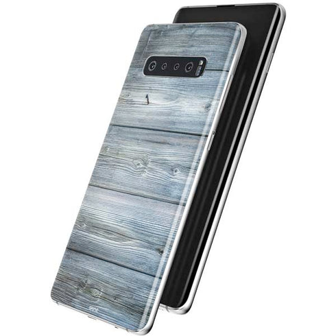 Weathered Blue Wood Galaxy S10 Plus Skin