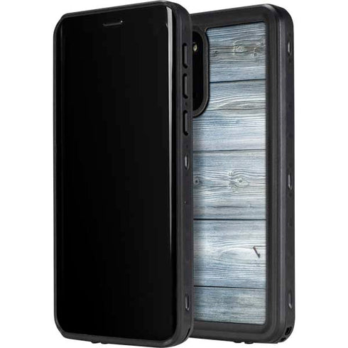 Weathered Blue Wood Galaxy S20 Plus Waterproof Case