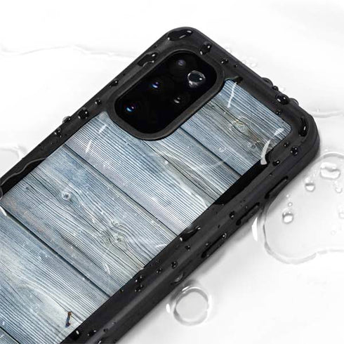 Weathered Blue Wood Galaxy S20 Plus Waterproof Case