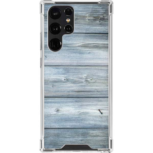 Weathered Blue Wood Galaxy S22 Ultra Clear Case