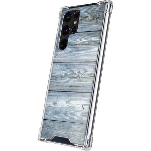 Weathered Blue Wood Galaxy S22 Ultra Clear Case